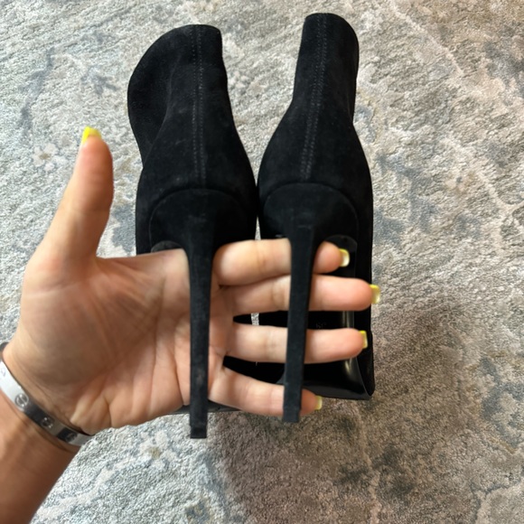 AUTHENTIC SAINT LAURENT SUEDE ANKLE HEELS BOOTS BLACK - Picture 5 of 10